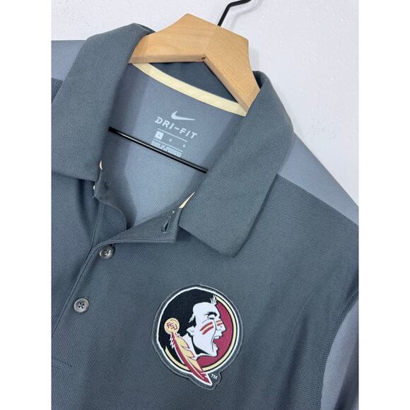 Nike Dri-FIT FSU Seminoles Polo Shirt Men’s Large Gray Gold Logo - Picture 2 of 6